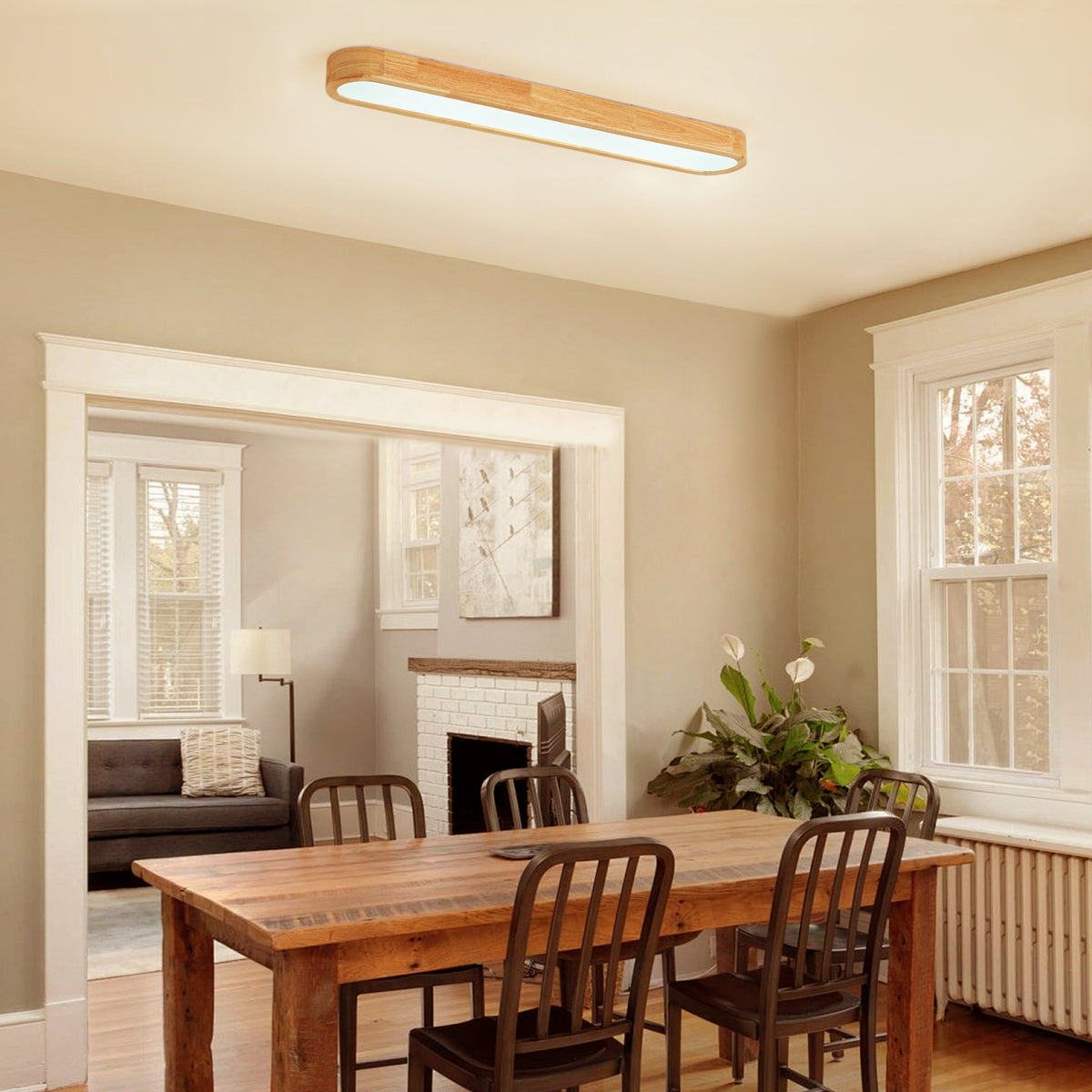 1-Light Scandinavian Ceiling Light Flush Mount Linear Long Bar