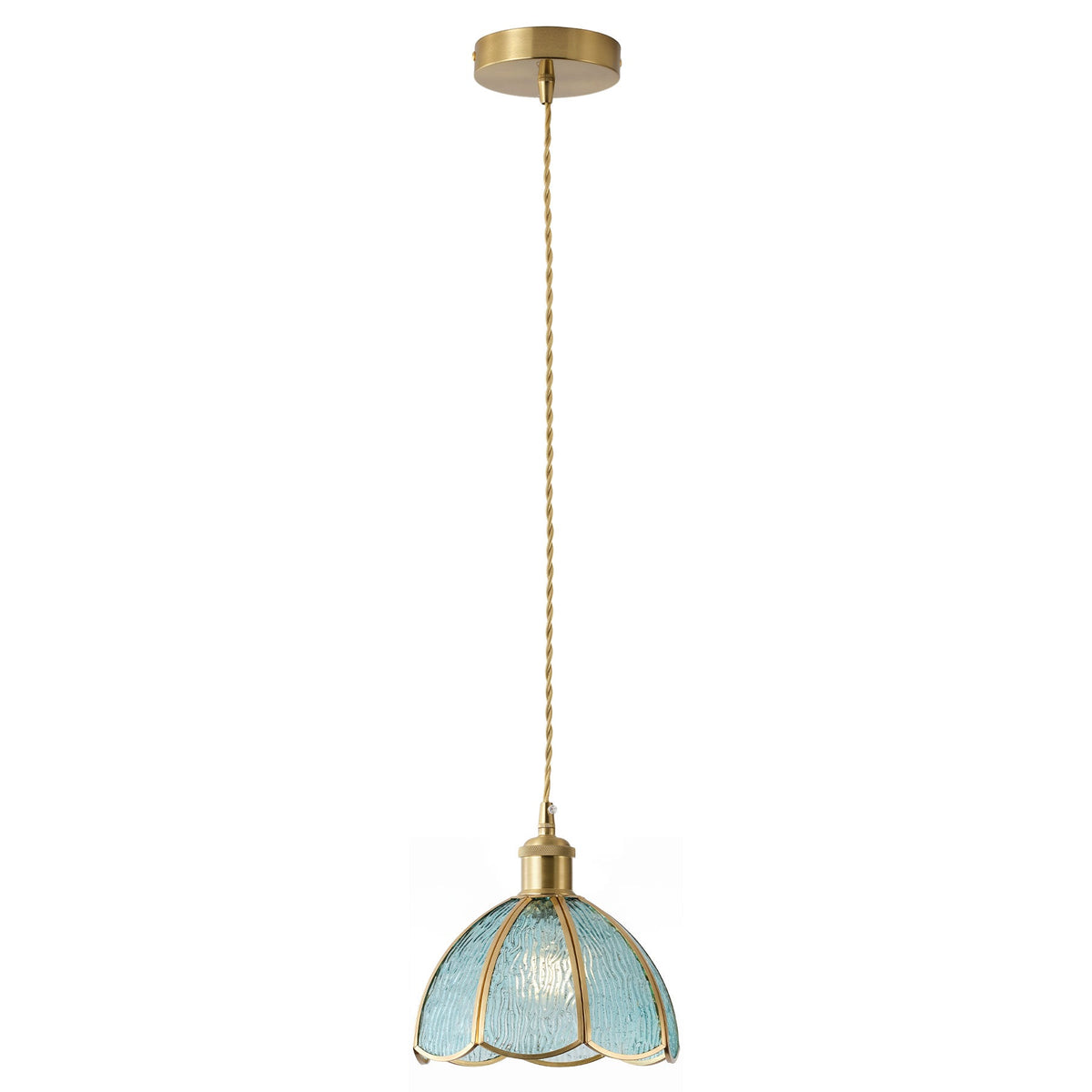 1-Light Blue Glass Pendant Light for Kitchen Island