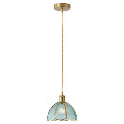 1-Light Blue Glass Pendant Light for Kitchen Island