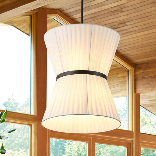 6-Light Creative Design White Pleated Shade Pendant Lighting