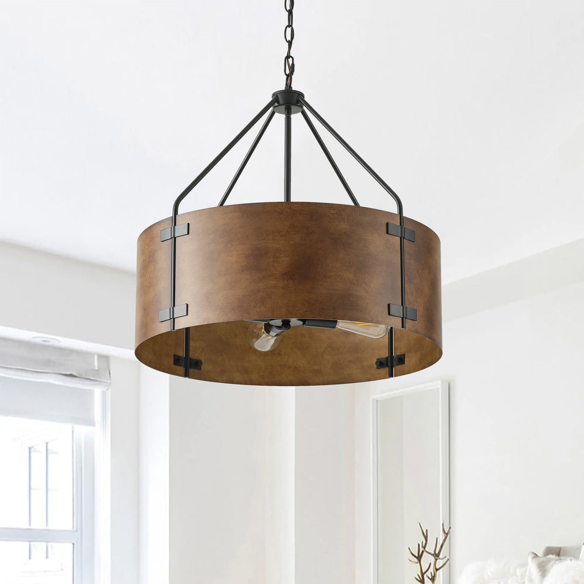 4-Lights Upper and Lower Openwork Design Pendant Lighting