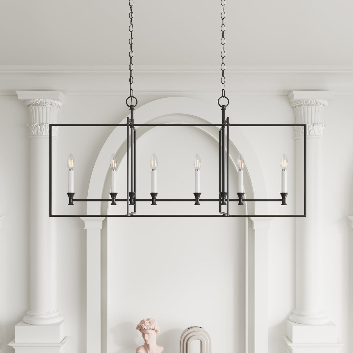 6-Lights Farmhouse Metal Frame Kitchen Island Lights