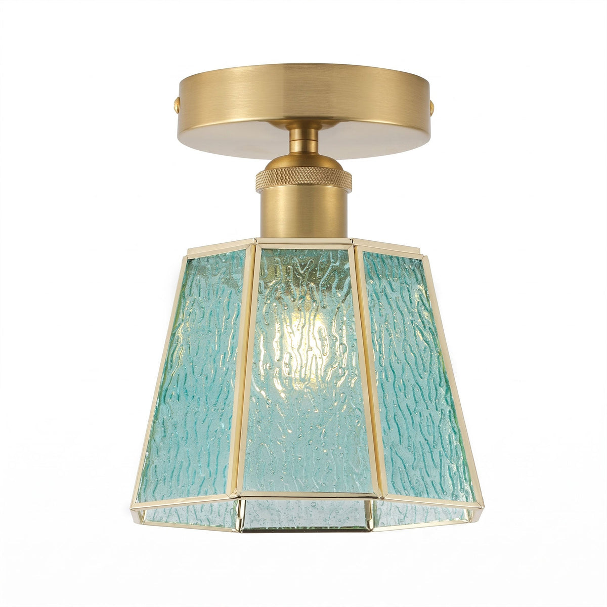 1-Light Blue Glass Ceiling Light for Bedroom