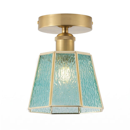 1-Light Blue Glass Ceiling Light for Bedroom