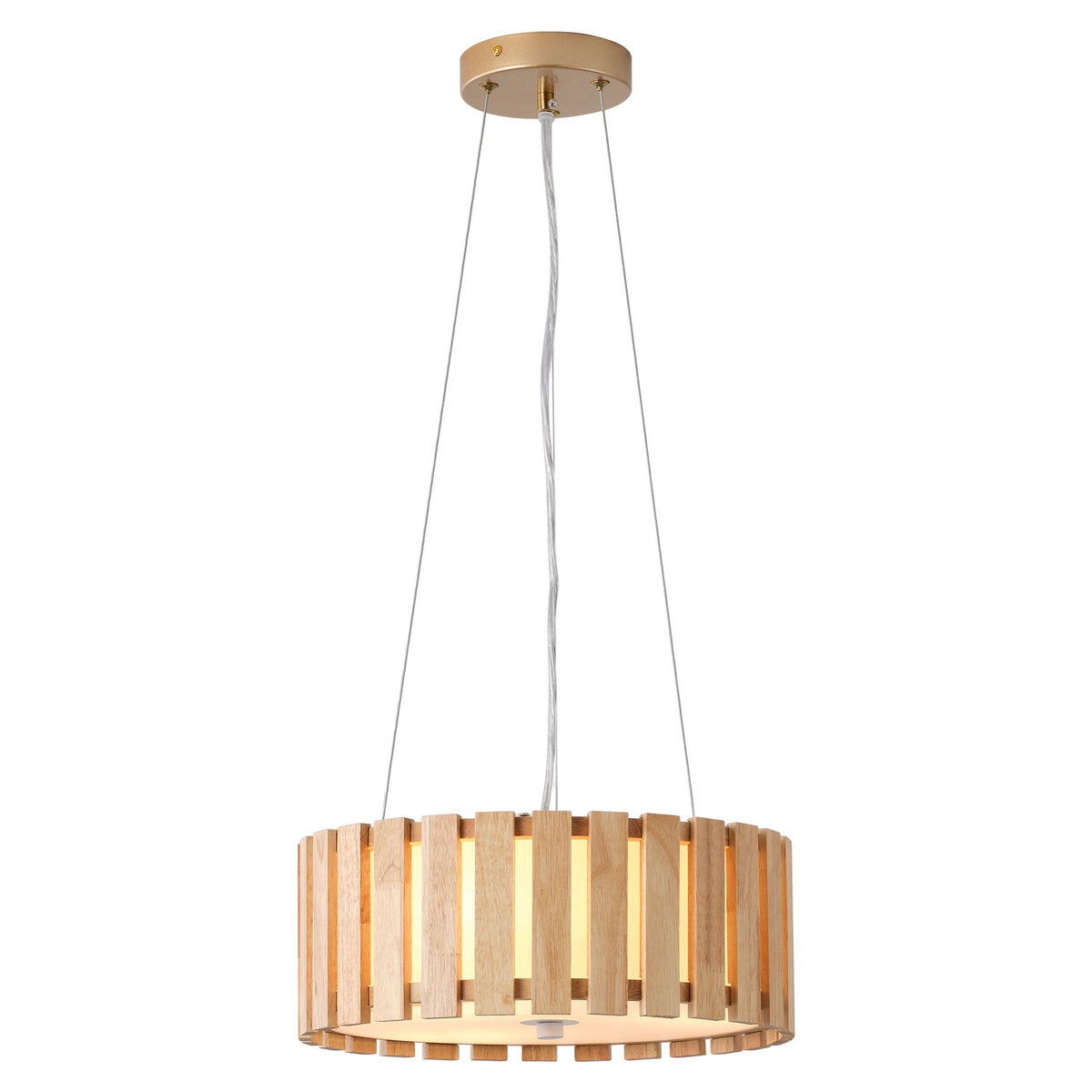3-Light Wood Farmhouse Pendant Light with White Diffuser