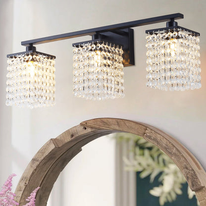 3-Lights & 4-Lights Crystal Square Design Vanity Lighting