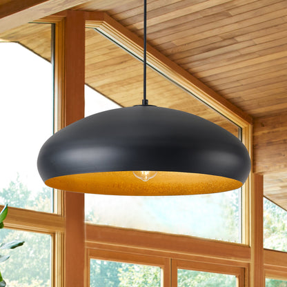 1-Light Oversize Sanding Black Pendant Lighting