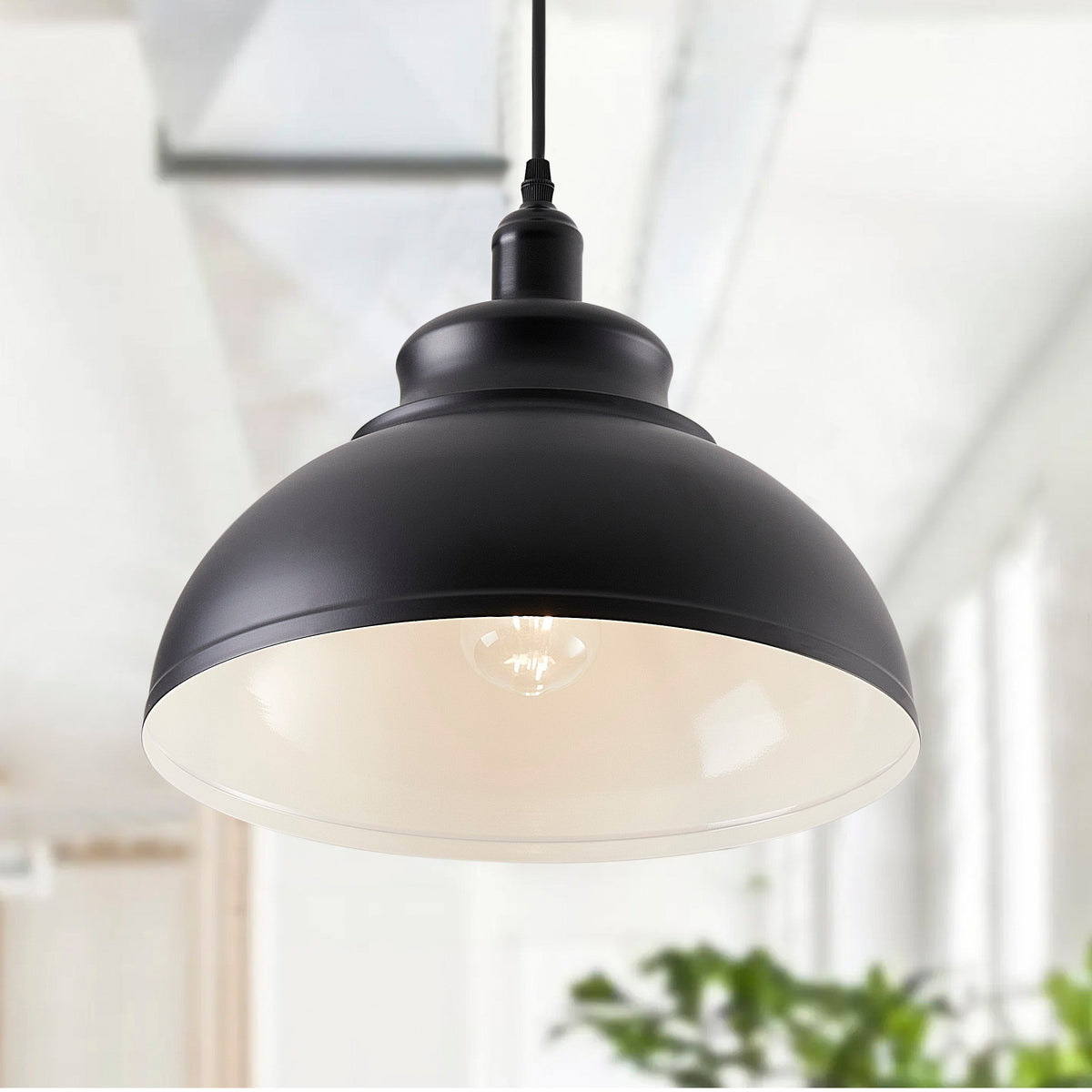 1-Light Durable Metal Shade Pendant Lighting