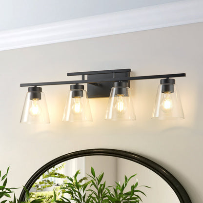 3-Light & 4-Light Dimmable Bathroom Clear Glass Wall Vanity Lighting