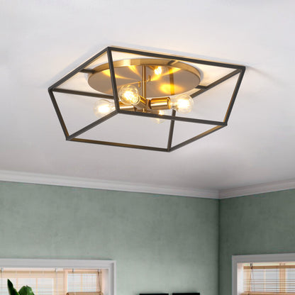 4-Lights Irregular Openwork Metal Frame Shape Flush Mount Lighting
