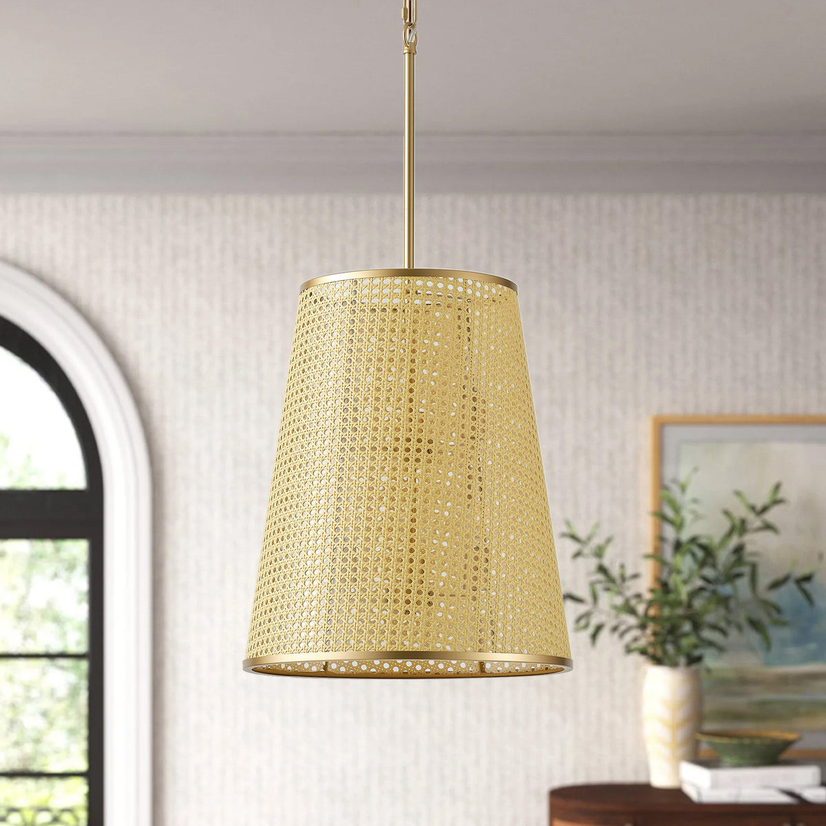 6-Lights Woven Openwork Flared Shade Pendant Lighting