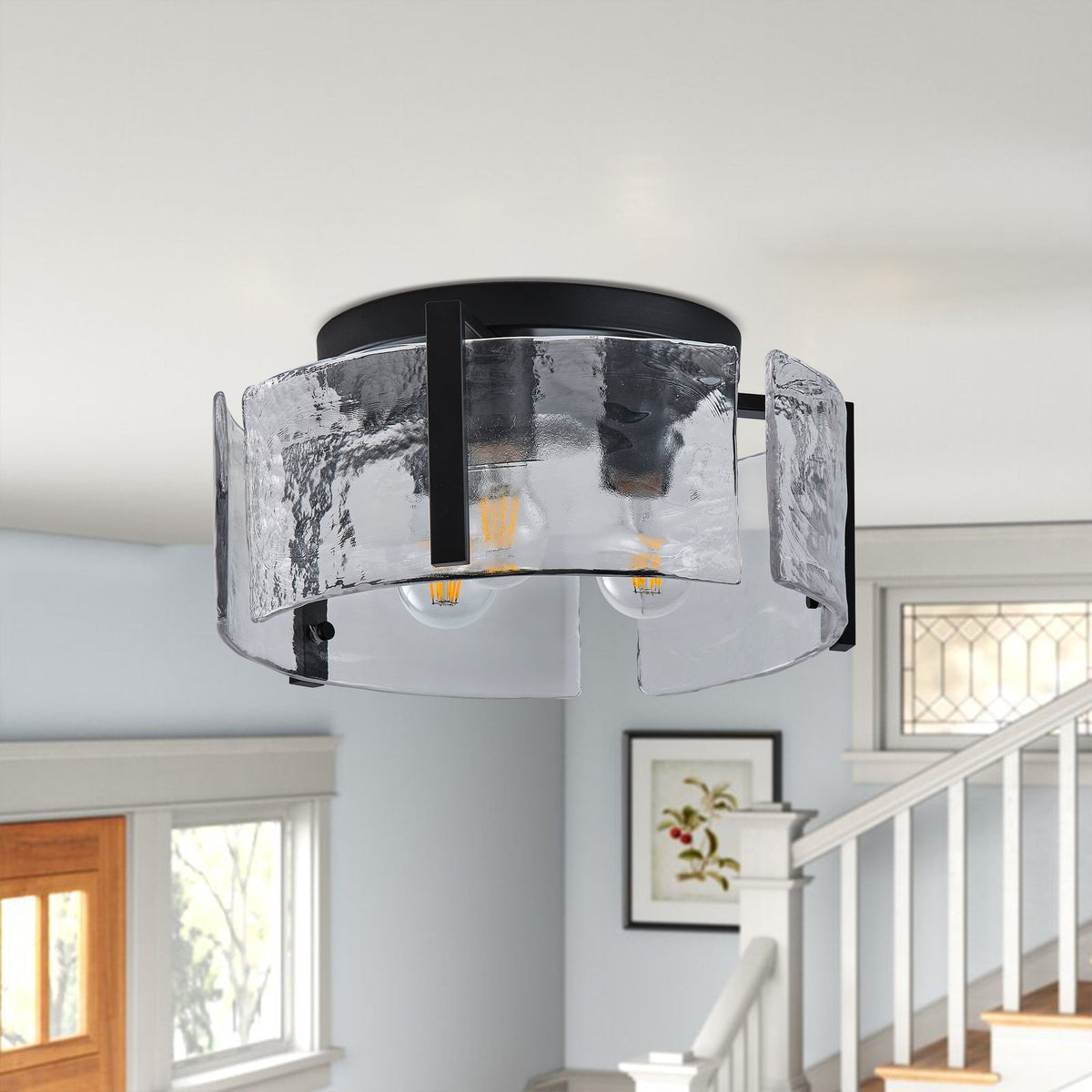3-Lights Water Streaks Design Flush Mount Lighting