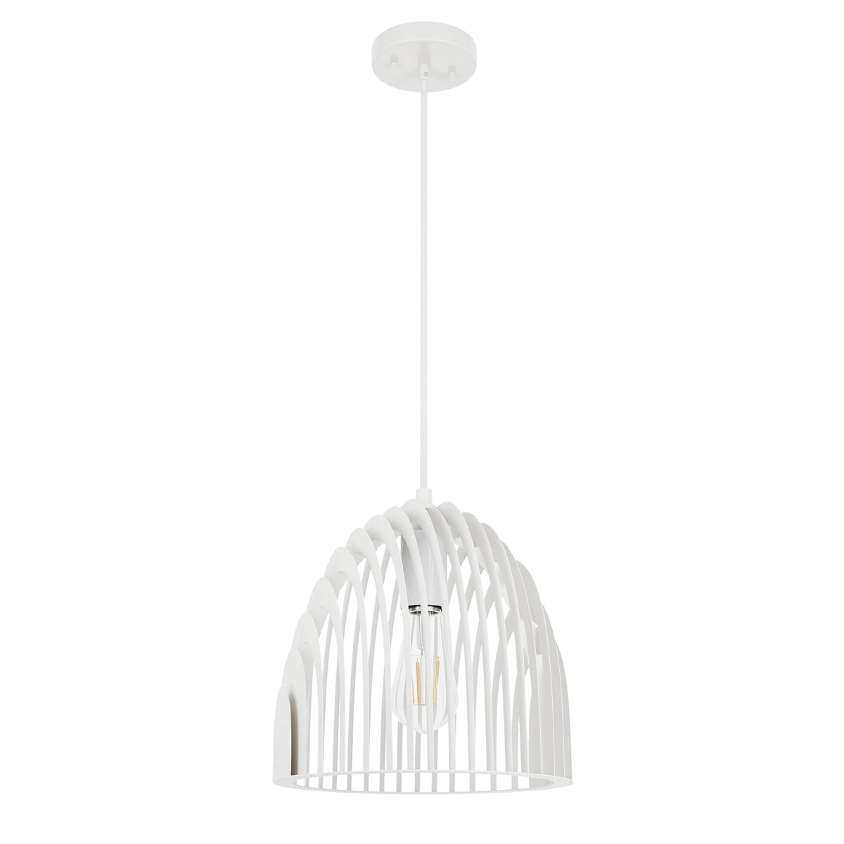 1-Light Round Metal Shade Openwork Design Pendant Lighting