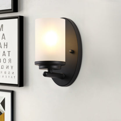 1-Light Clear Light Bites Acid Column Shade Wall Sconces