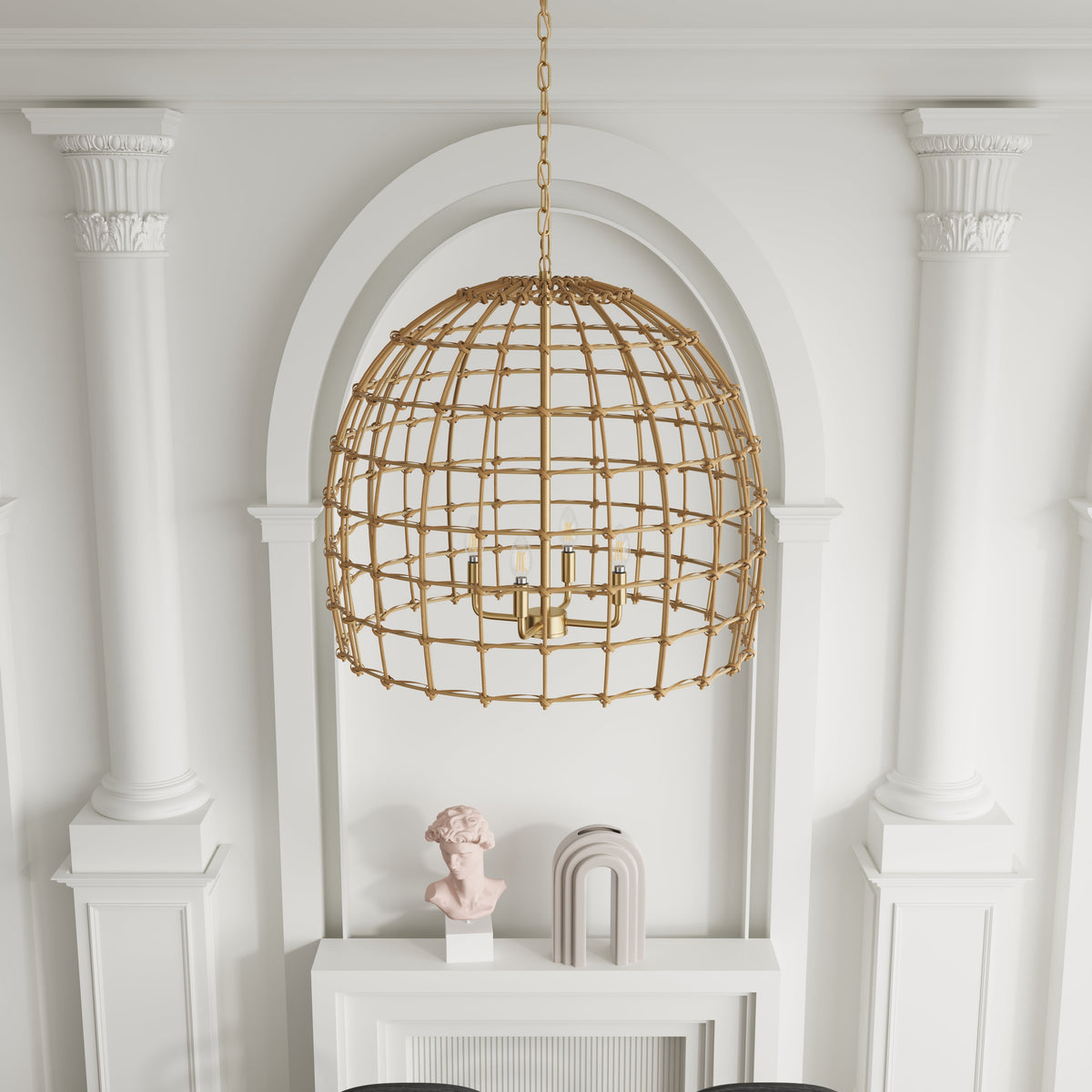 4-Lights Bell Shape with Sturdy Metal Frame Bohemia Pendant Lighting