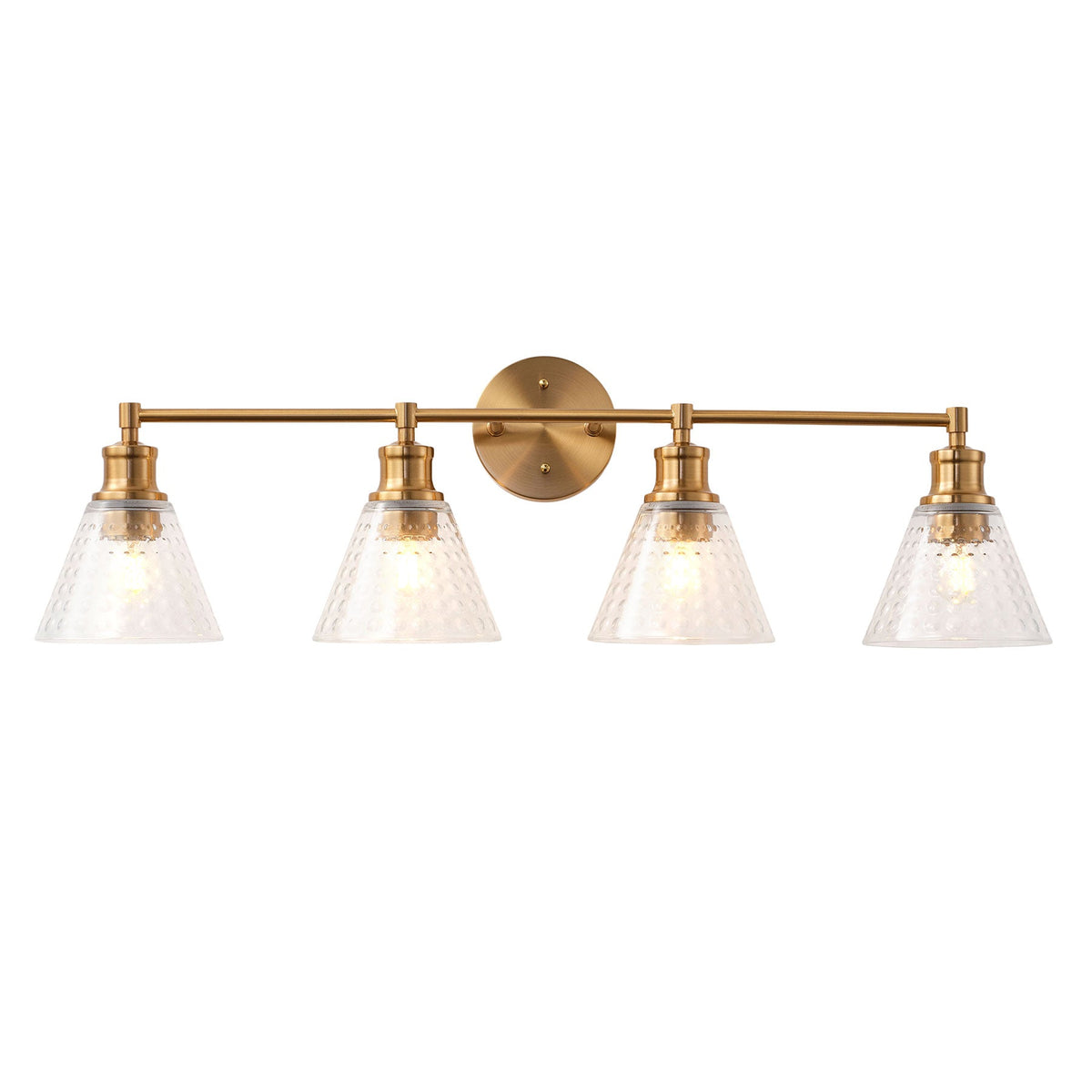 3-Lights & 4-Lights Antique Brass Glass Bathroom Vanity Light