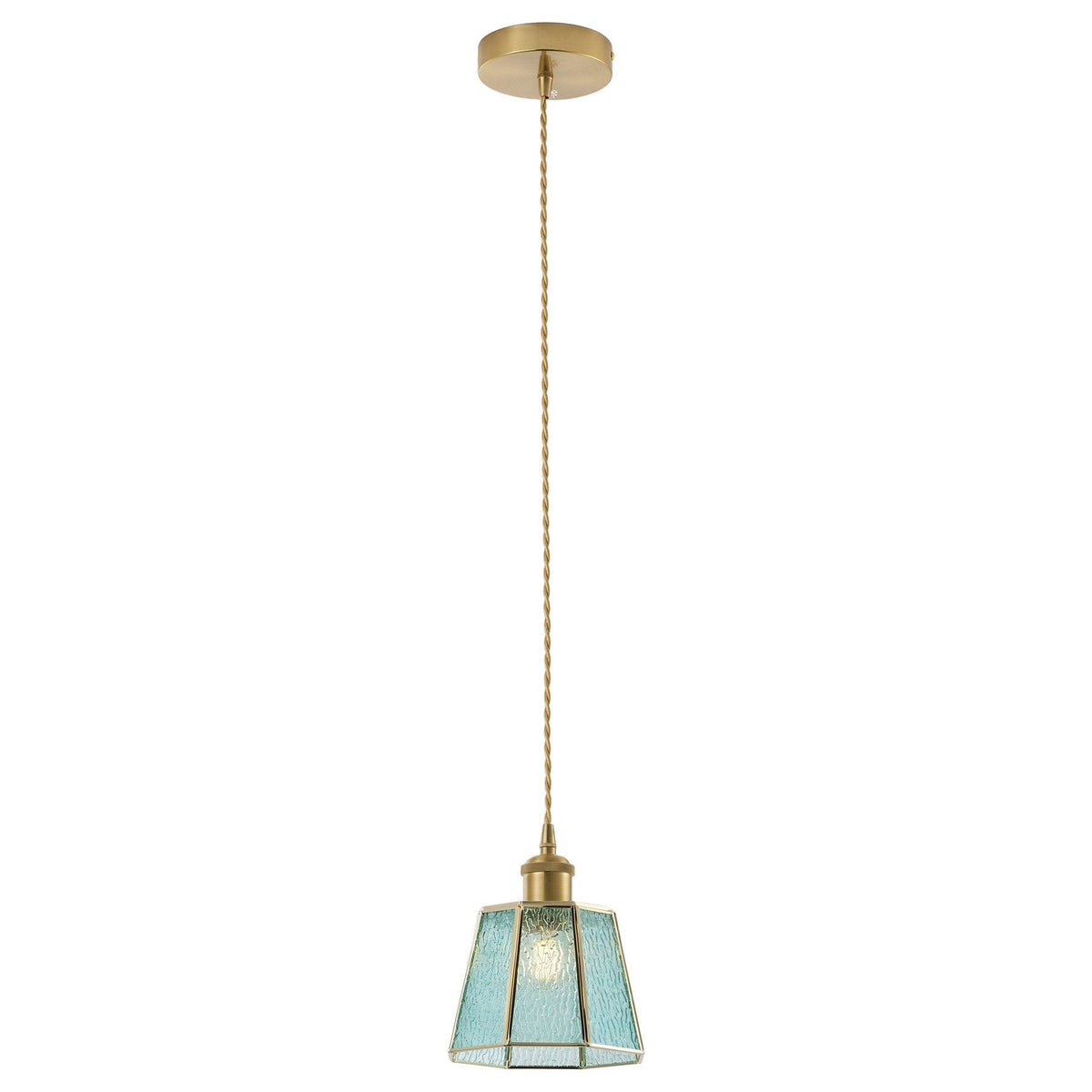 1-Light Blue Glass Pendant Light for Kitchen Island