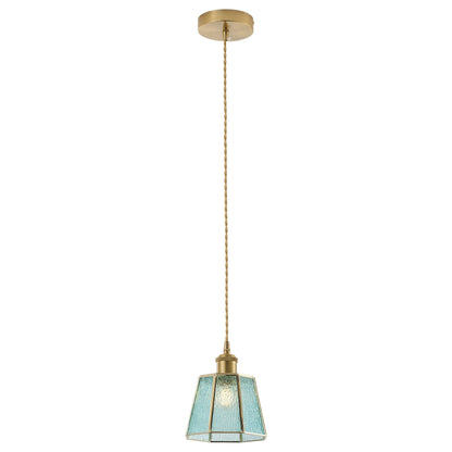 1-Light Blue Glass Pendant Light for Kitchen Island