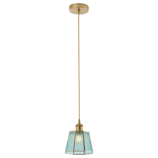 1-Light Blue Glass Pendant Light for Kitchen Island