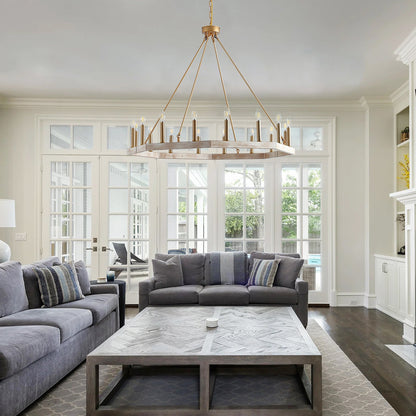 16-Lights Classic Adjustable Wheel-Shape Chandelier