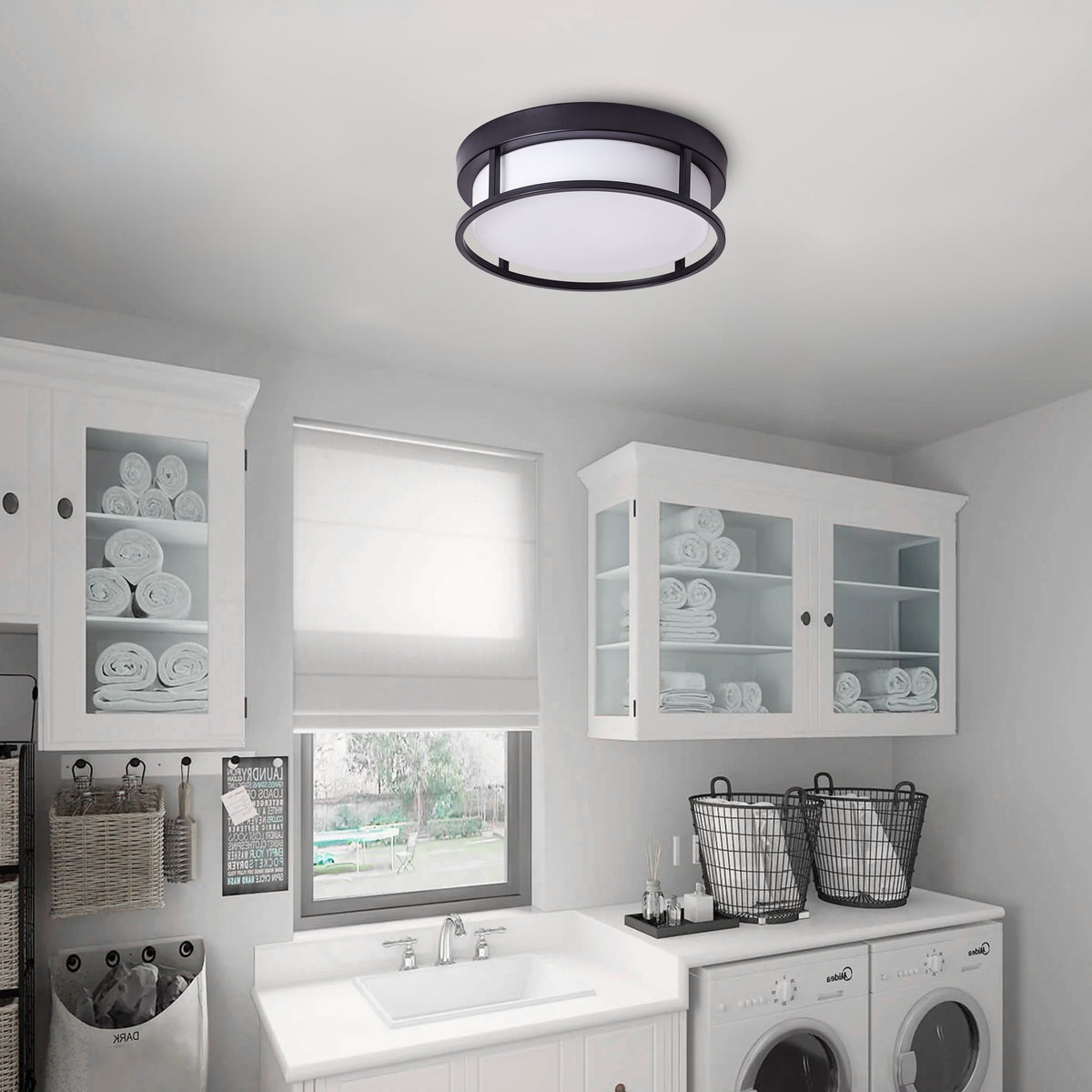 2-Lights Round Shade Flush Mount Lighting