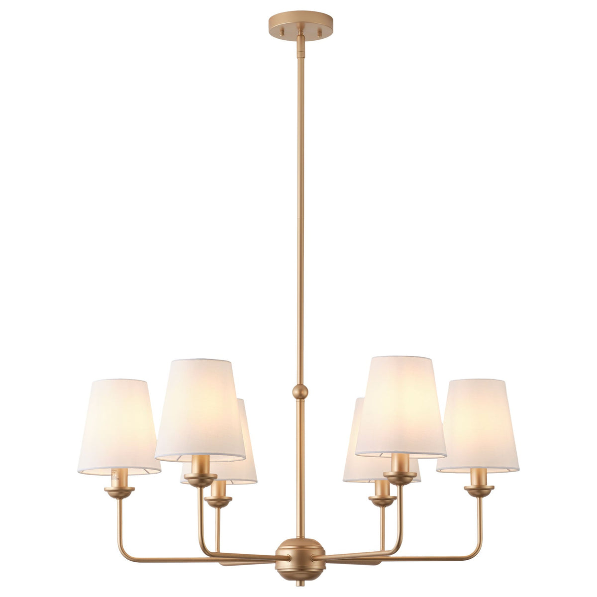 6-Light Modern Farmhouse Chandelier with Fabric Shades