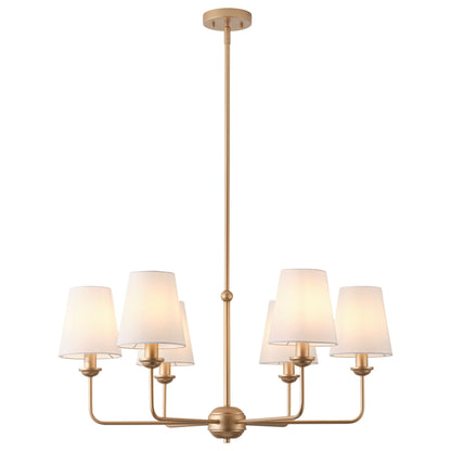 6-Light Modern Farmhouse Chandelier with Fabric Shades