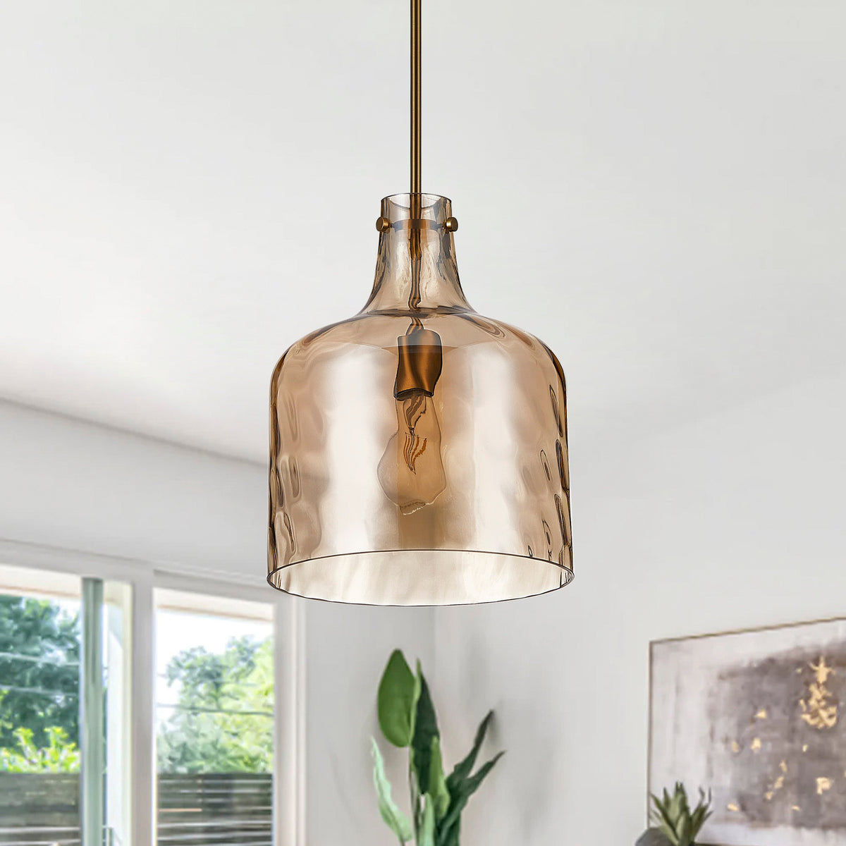 1-Light Modern with Textured Glass Shade Pendant Lighting