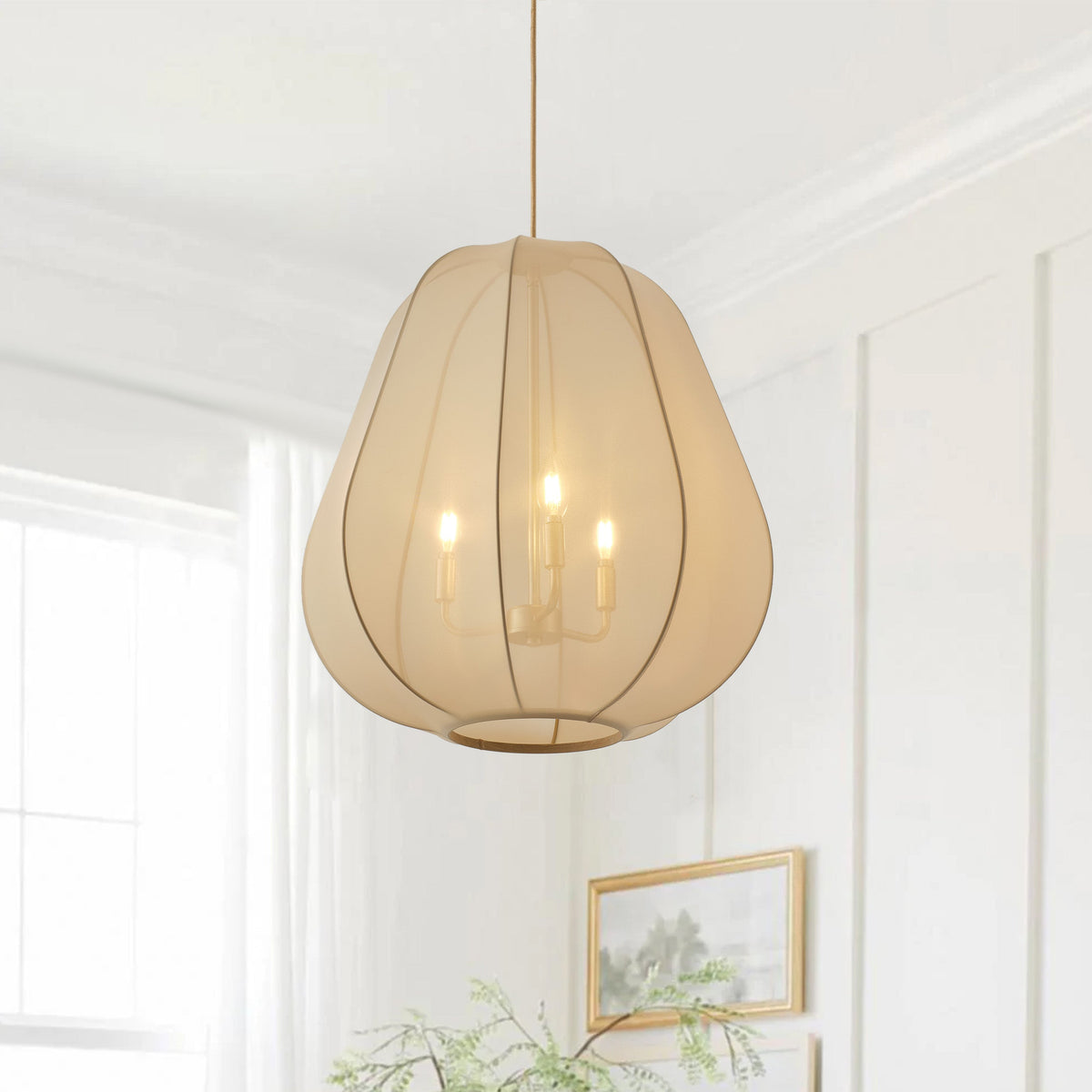 3-Lights Elliptical Candle Lamp Head Retro-Style Pendant Lighting