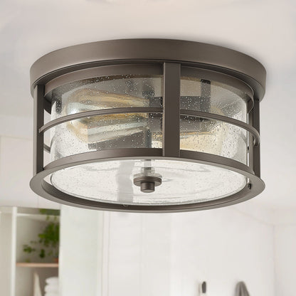 2-Lights Round Glass Shade Flush Mount Lighting