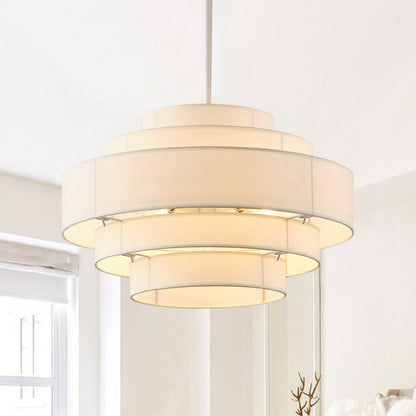 5-Light 23.6'' Oversize Five-Layer Fabric Column Shade Pendant Lighting