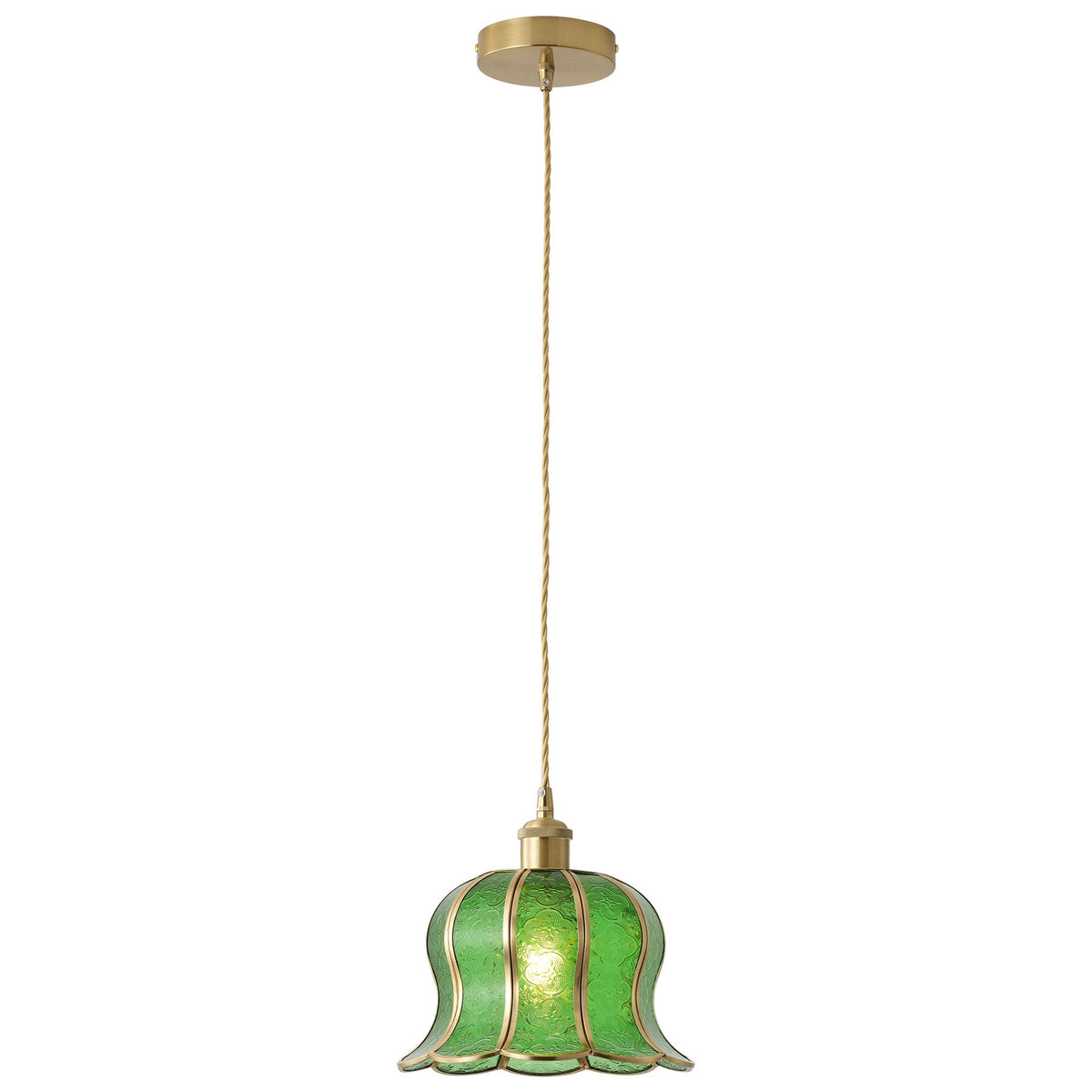 1-Light Tiffany Style Green Glass Kitchen Pendant Light