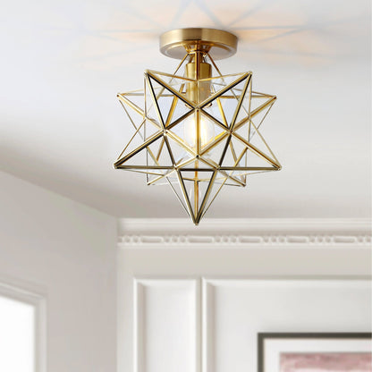 1-Light Geometric Star Semi-Flush Mount Lighting