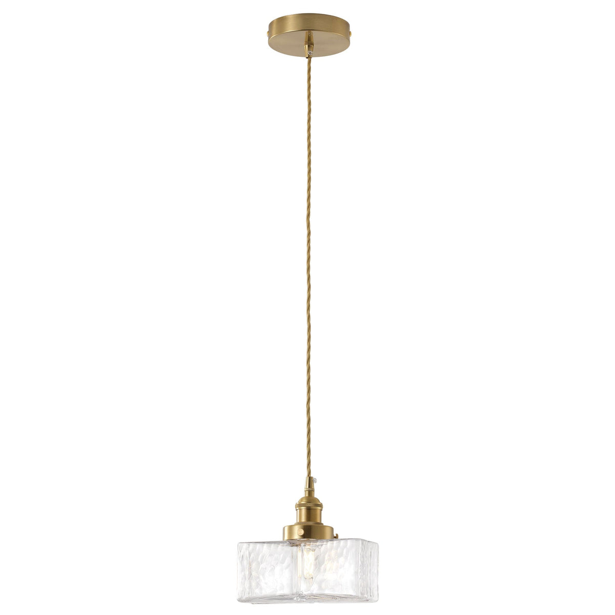 1-Light Square Clear Glass Shade Pendant Light