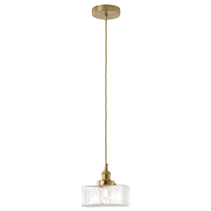 1-Light Square Clear Glass Shade Pendant Light