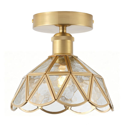 1-Light Brass Flower Ceiling Light for Bedroom
