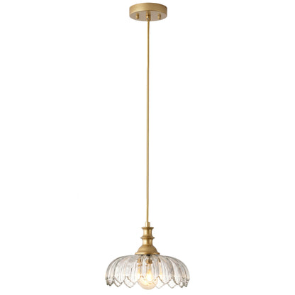 1-Light Amber/ Green/ Clear Vintage Petal Glass Pendant Light