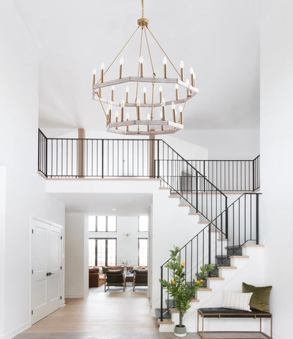 28-Lights Wagon Wheel-Shape Chandelier