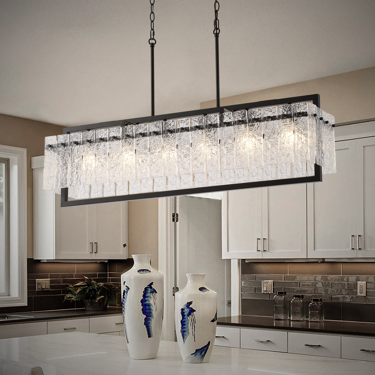 6-Light Clear Glass Pieces Design for Kitchen Island