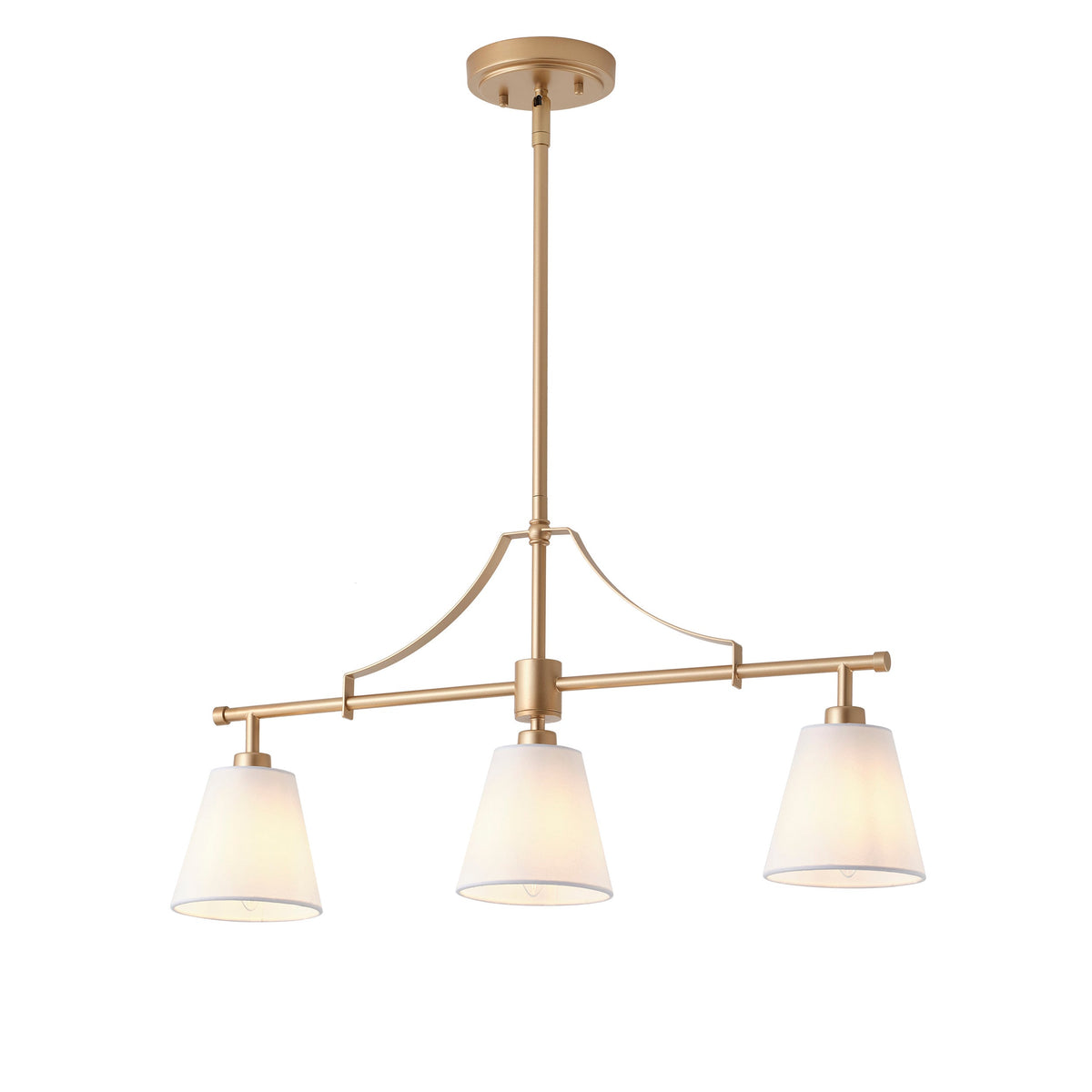 3-Light Contemporary Chandelier Fabric Shade Dining Room Light