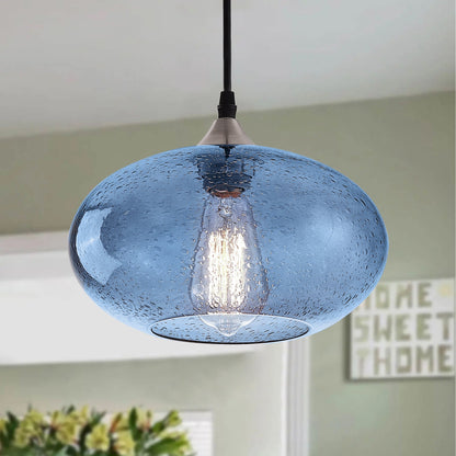 1-Light Oval Glass Shade Pendant Lighting