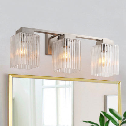 3-Lights Simple Style Dimmable Bathroom Clear Glass Wall Vanity Lighting