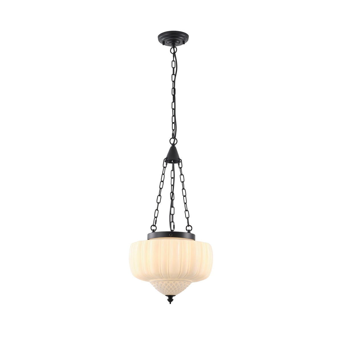4-Light Vintage Pendant Light With Opal Glass Shade