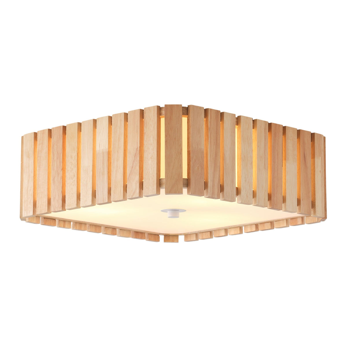 3-Light Wood Slat Flush Mount Ceiling Light