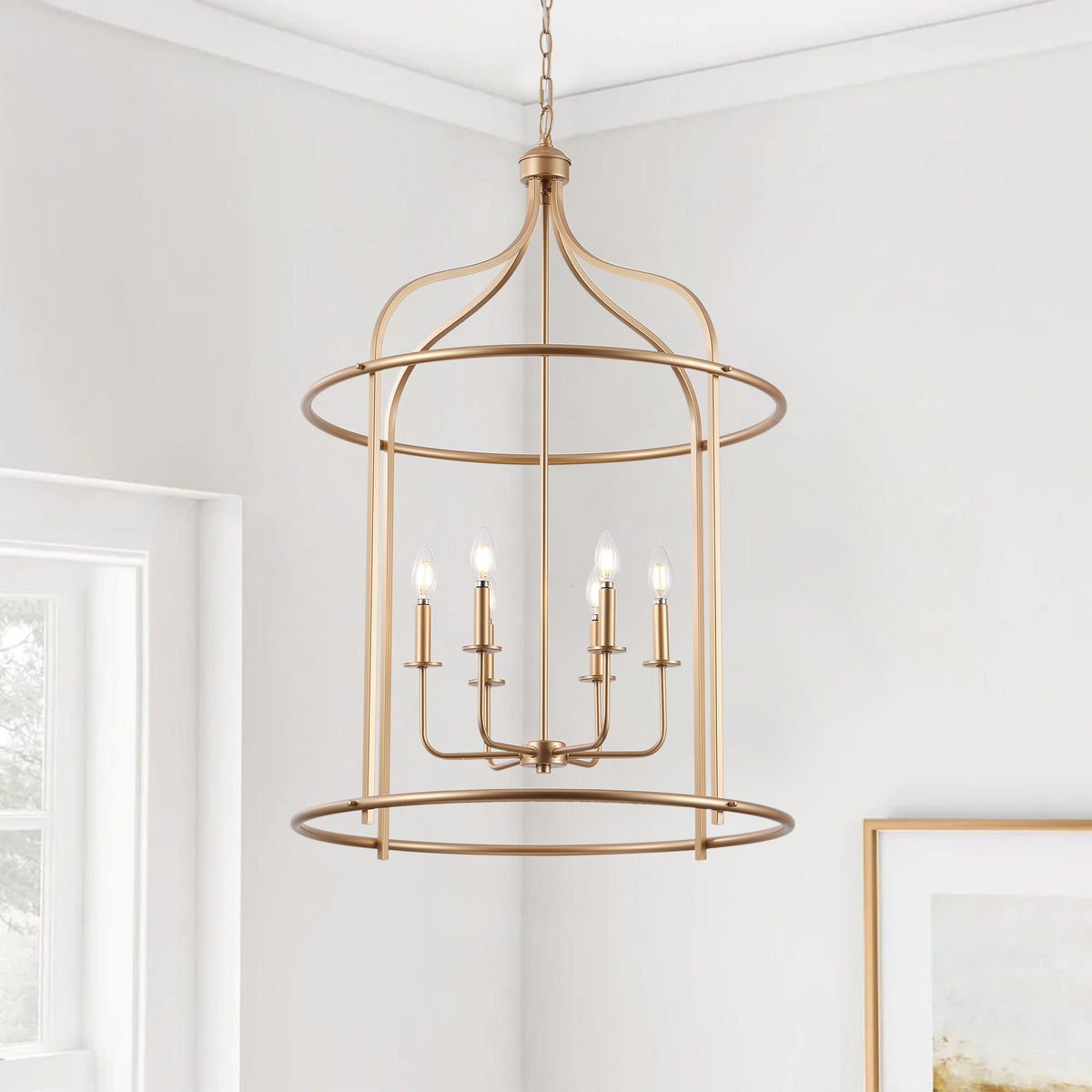 6-Light Modern Island Gold Linear Dimmable Chandeliers