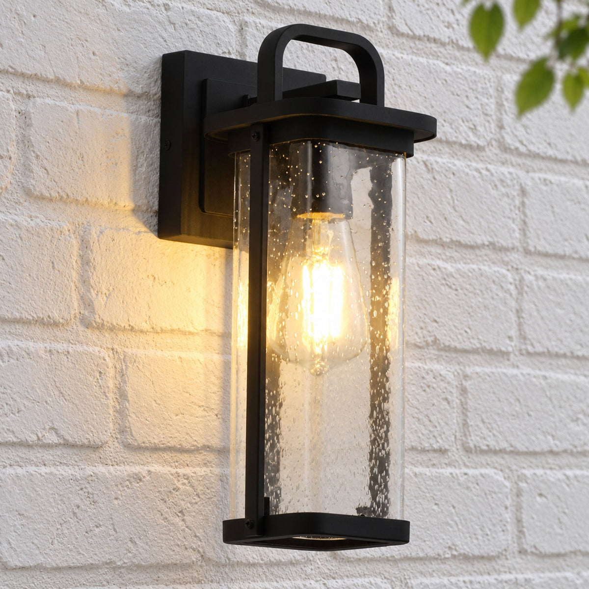 1-Light Wet Rated Black Outdoor Wall Light for Porch