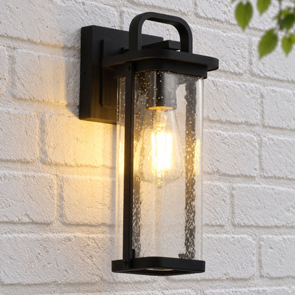 1-Light Wet Rated Black Outdoor Wall Light for Porch