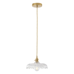 1 Light Gold Glass Pendant Light With Wide Clear Shade For Bedroom Entryway Hallway