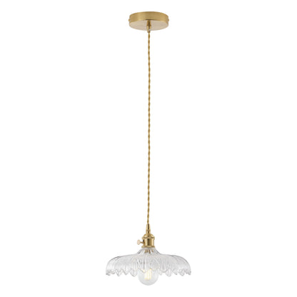 1 Light Gold Glass Pendant Light With Wide Clear Shade For Bedroom Entryway Hallway