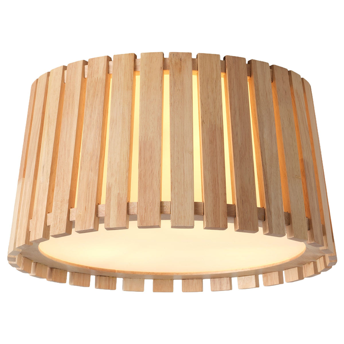 3-Light Farmhouse Natural Wood Flush Mount Light